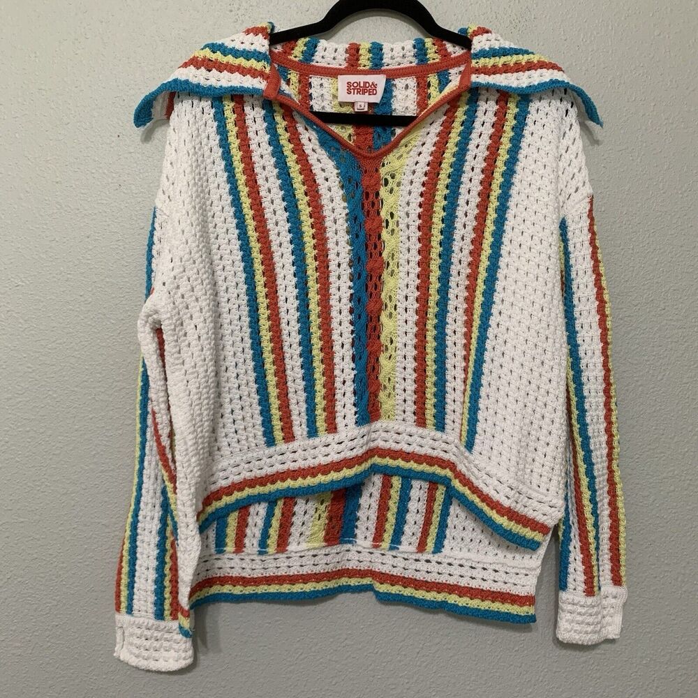 Solid And Striped Lola Pullover Crochet Cropped Cover Up Small